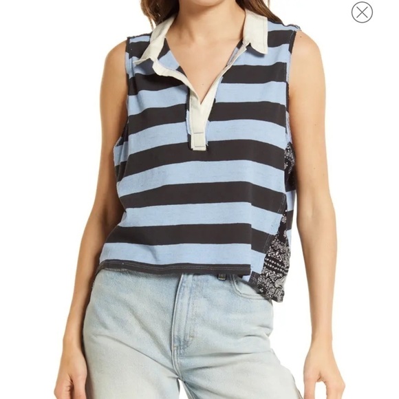 *free People Doing It Rugby Mixed Print - Picture 4 of 5